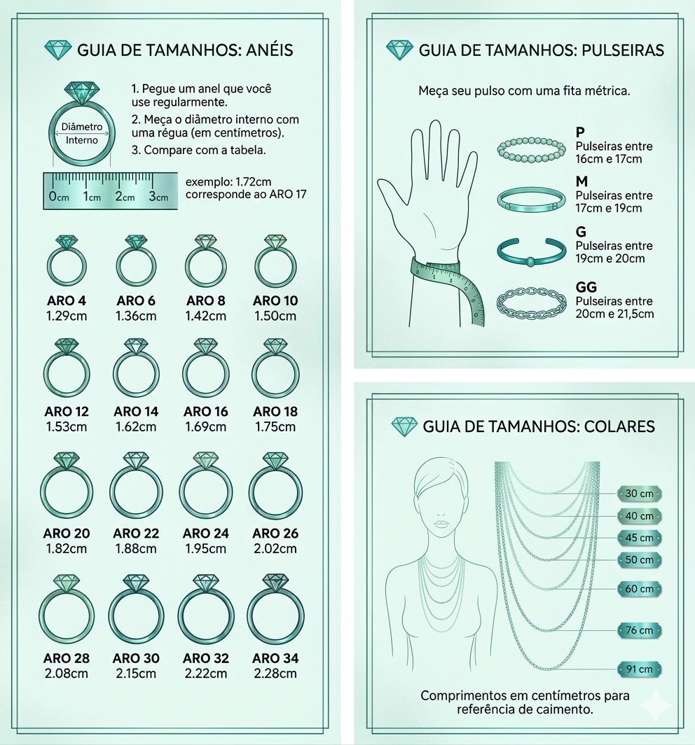 Guia de Tamanhos Geny Seixas — Anéis, Pulseiras e Colares